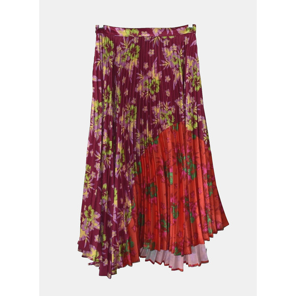 A5 Auth DELFI COLLECTIVE Floral Print Pleated Flare Midi Skirt Size S - Picture 2 of 5